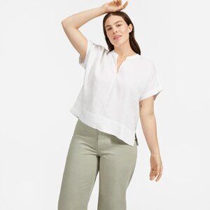 Everlane The Linen Split-Neck Top White Base - Size 8